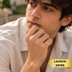 Crescent Moon Brass Finger Ring (Men)