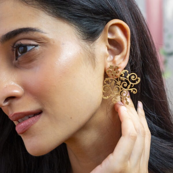 Gold Floral Studs - Image 6