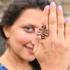 Copper Leaf Motif Finger Ring