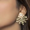 Gold Floral Studs - Image 2